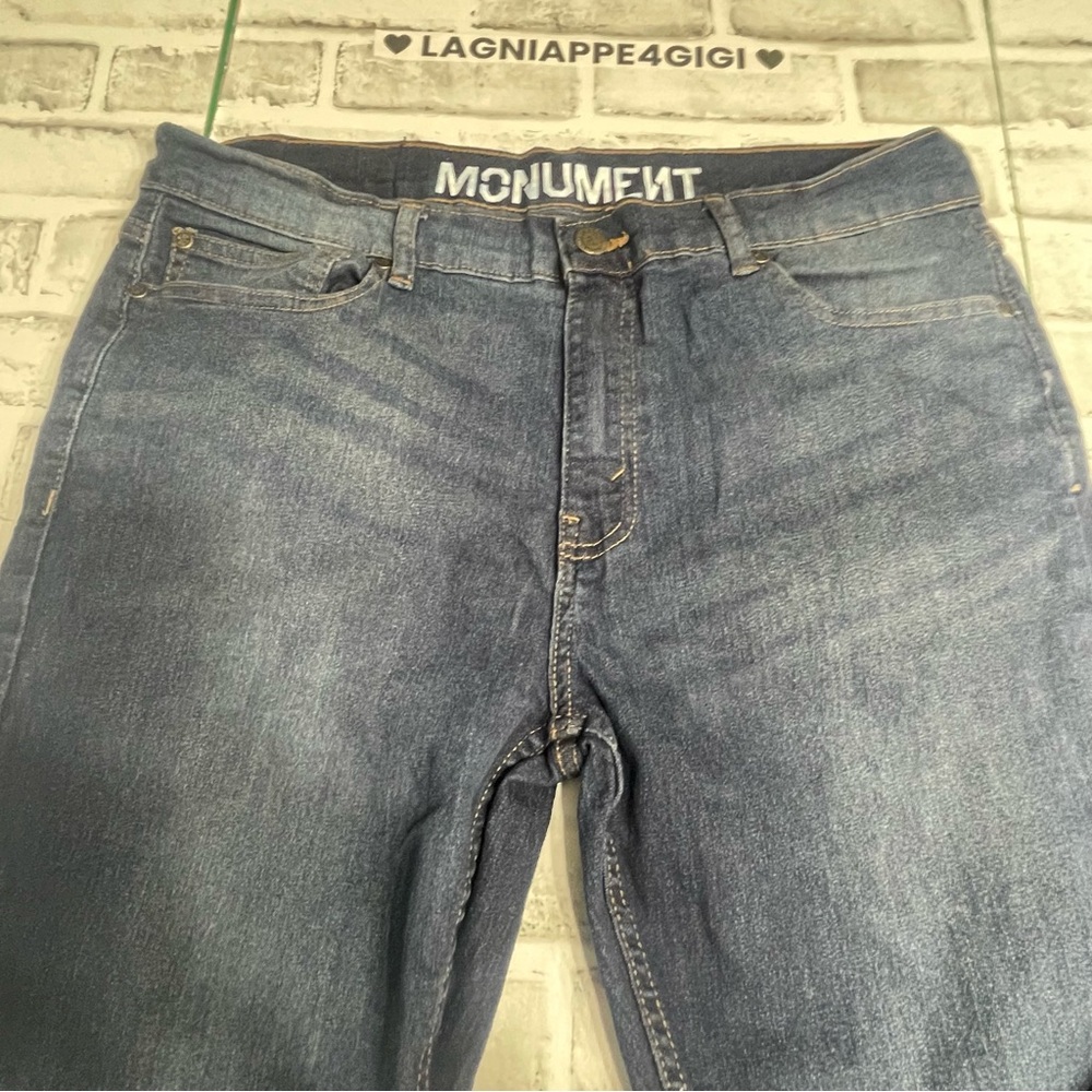 Monument Men's Jeans Blue Dark Wash straight leg Skinny Jeans. Stretch. See pics - Picture 2 of 11
